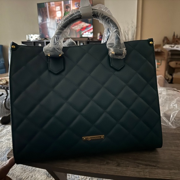 Joy Mangano Handbags - Joy Mangano Quilted Tote - Deep Teal